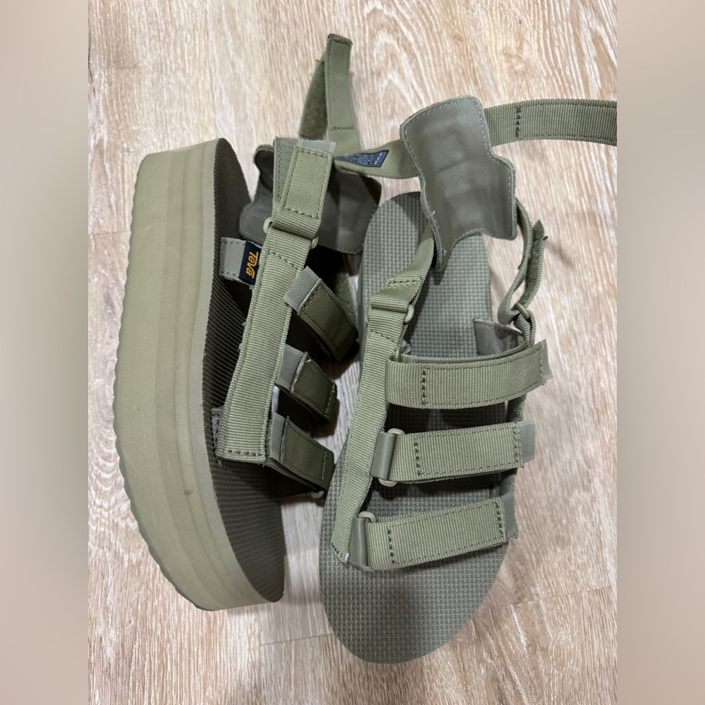 Olive Green Platform Teva Sandals